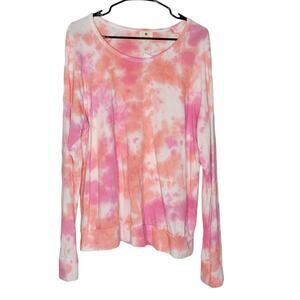 Sundry Pink Apricot Tie Dye Pullover Sweatshirt NEW Women's XL